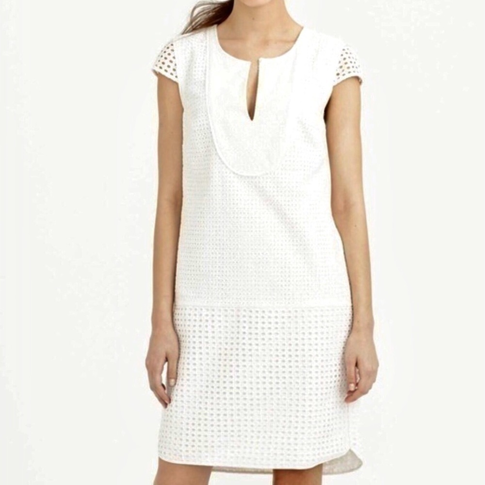 J Crew White Casual Embroidered Sleeveless‎ Dress